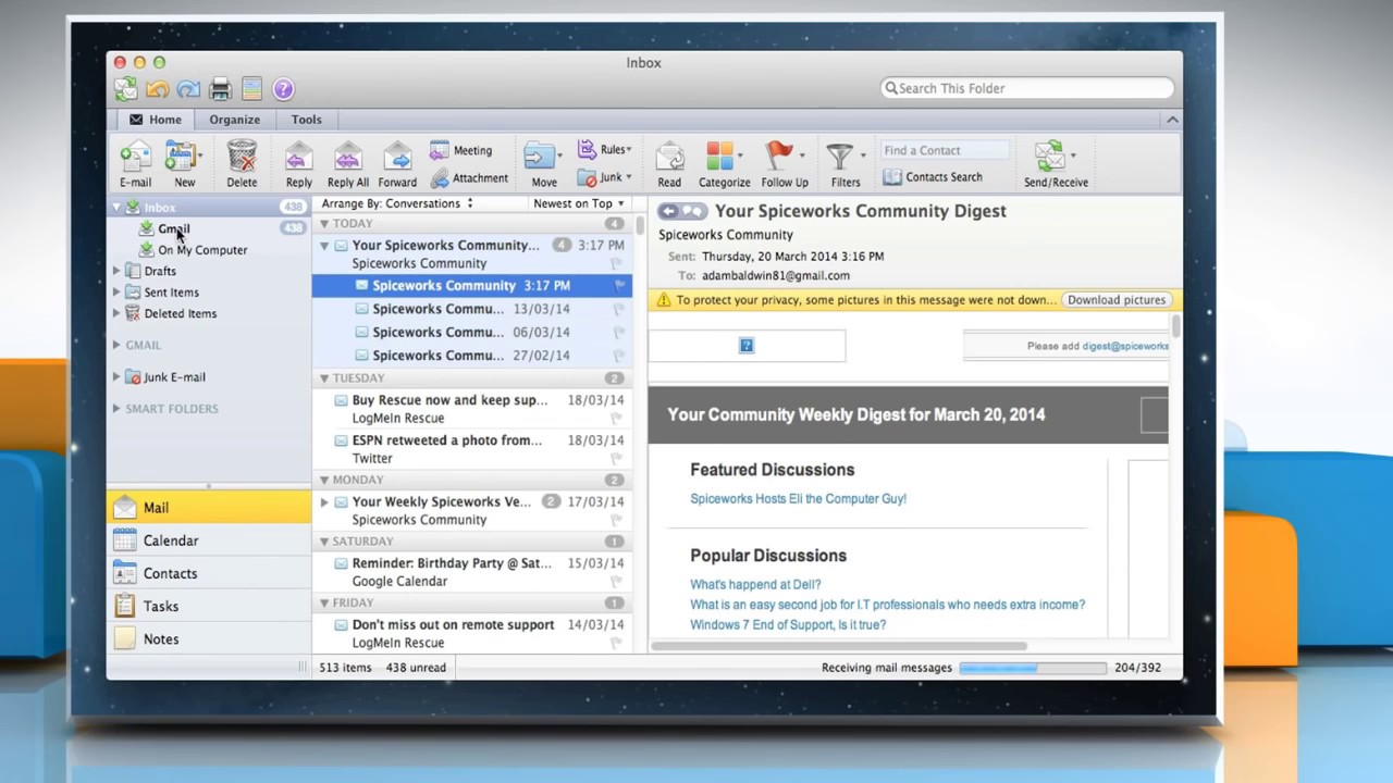 show separate inboxes for each account in outlook 2016 for mac